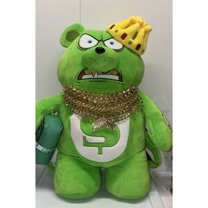 Sprayground Money Bear 12 Chainz Backpack‎ New Green Gold Chains Backpack